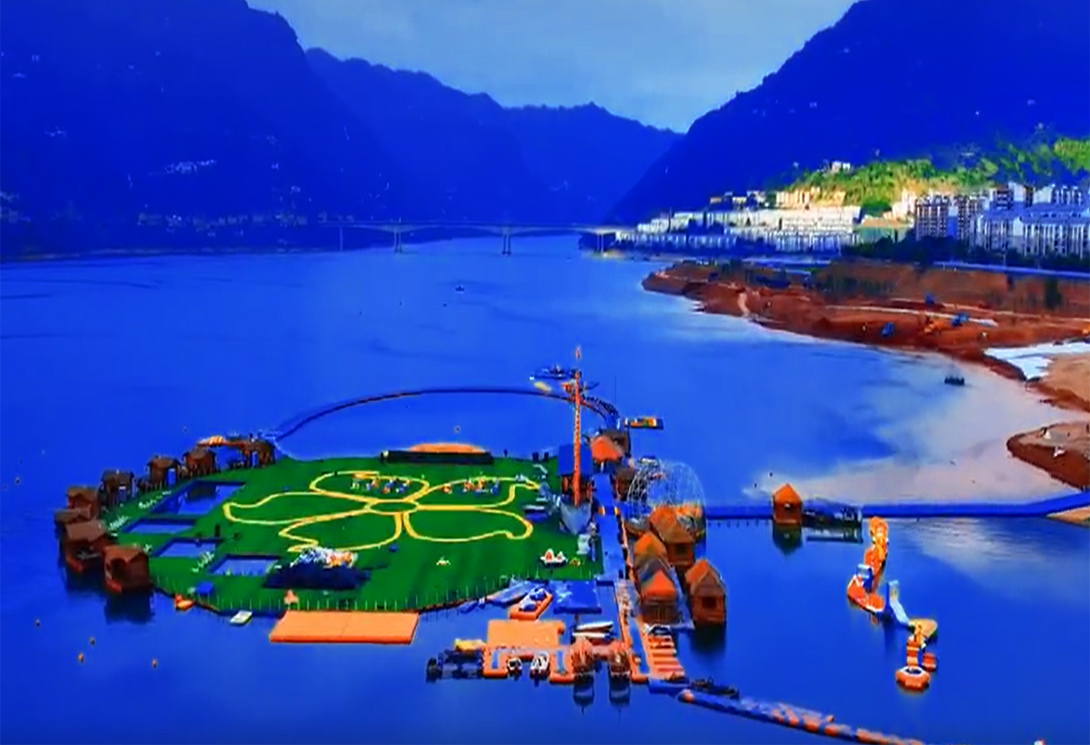 旗华-云南绥江县金沙江水上漂浮大型综合游乐园-最大水深300米,落差15